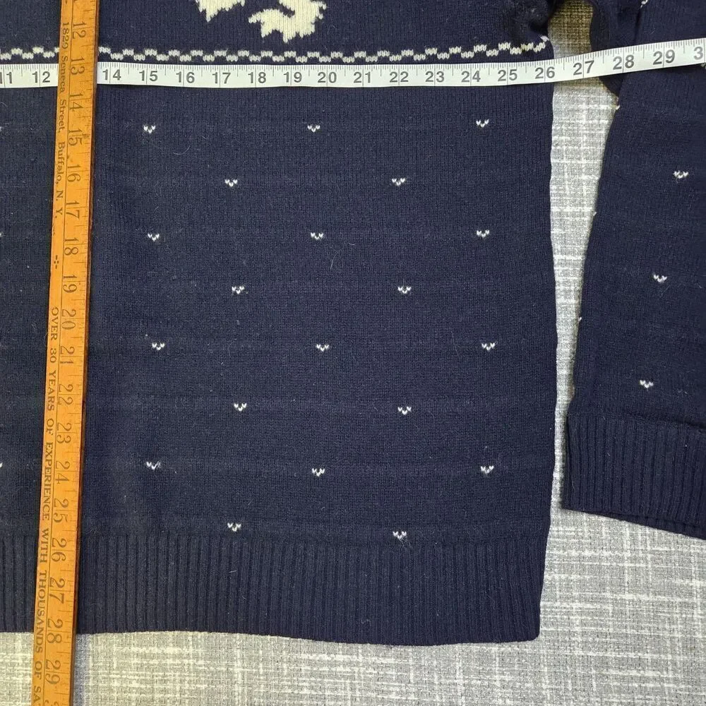 VGT Tommy Hilfiger Lambswool Crewneck Sweater Men's XXL Heraldic Lion Navy/Cream